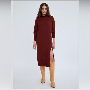 Aritzia Wilfred Burgundy Cyprie Dress